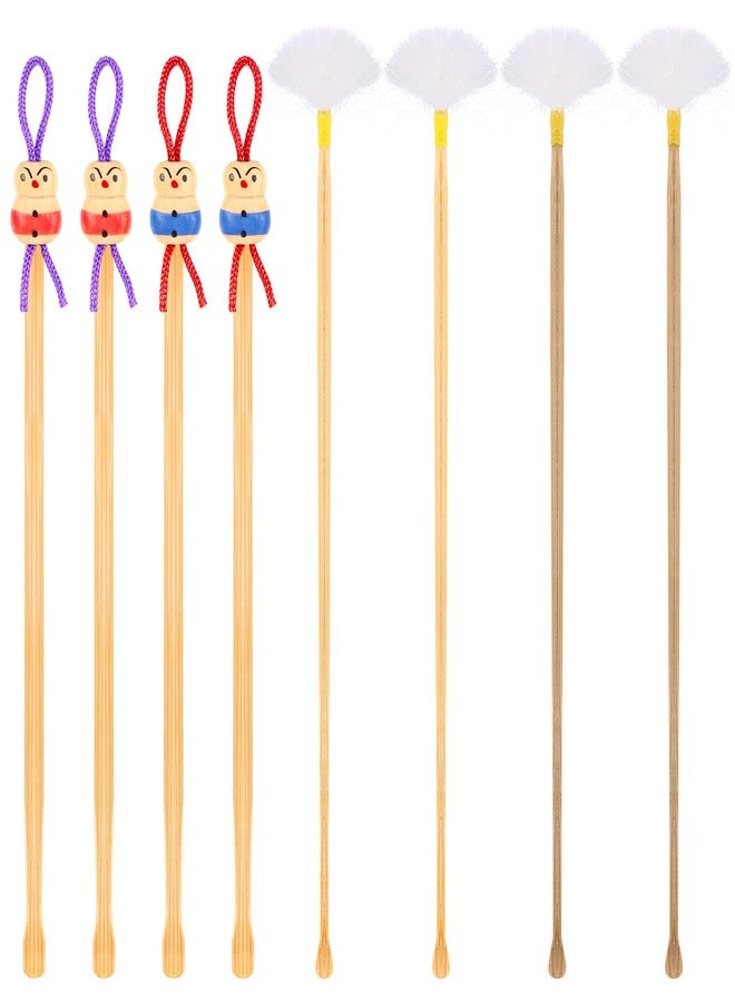 Threlaco مجموعة أدوات تنظيف الأذن من الخيزران من ثريلاكو، 8 قطع، ملعقة تنظيف الأذن، دمية لطيفة، ريشة أوزة، أداة خشبية، مكشطة صينية، مزيل شمع، أداة تنظيف للبالغين (تصميم لطيف، 105 مم، 135 مم) - Image 1
